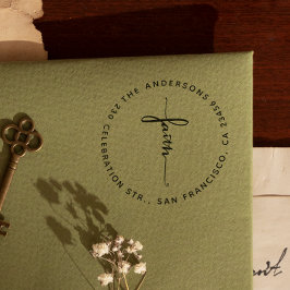 Faith Letting Round Family Name & Rücksendeadresse Gummistempel