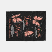 Faith Liebe Hope Butterfly Uterine Cancer Awarenes Fleecedecke (Vorderseite (Horizontal))
