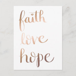 Faith Liebe Hope Gold Fox Postcard Postkarte