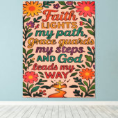 Faith Lights My Path Christian Art - Inspirational Leinwanddruck (Insitu (Holzboden))