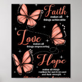 Faith Love Hope Butterfly Uterine Cancer Awareness Poster (Vorne)