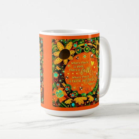 Faith Miracles Zitat Blumenbumblebeeren Irland Kaffeetasse (VorderseiteRechts)