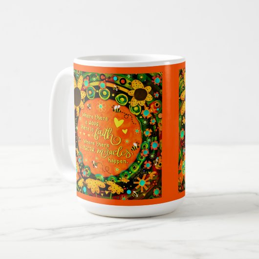 Faith Miracles Zitat Blumenbumblebeeren Irland Kaffeetasse (Vorderseite Links)