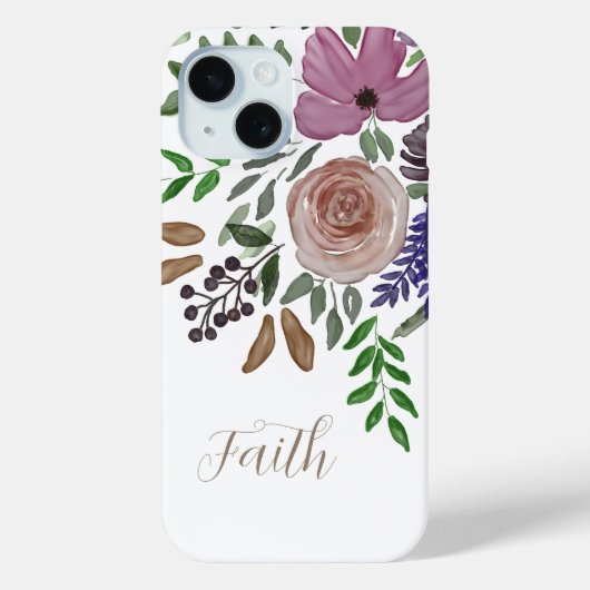 Faith Modern Feminine Christlich White Floral Case-Mate iPhone Hülle (Rückseite)