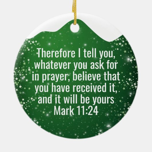 Faith Moves Mountains Inspirational Scripture 🎄 Keramik Ornament (Hinten)