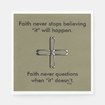 Faith Never Napkins w/Steel Cross