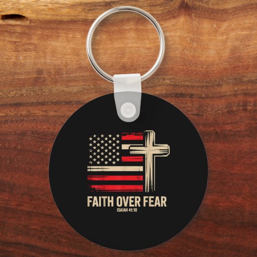 Faith Over Fear American Flag Schlüsselanhänger (Vorderseite)