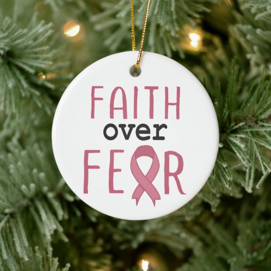 Faith Over Fear Breast Cancer Awareness Keramik Ornament (Baum)
