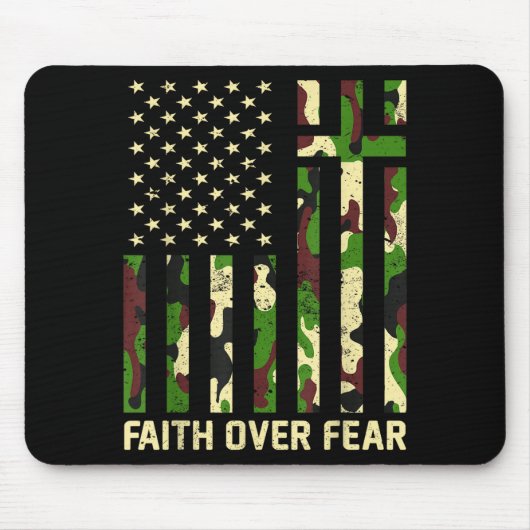 Faith Over Fear Christian Americn Flag Camouflage Mousepad (Vorne)