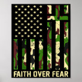 Faith Over Fear Christian Americn Flag Camouflage  Poster (Vorne)