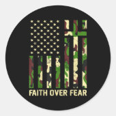 Faith Over Fear Christian Americn Flag Camouflage Runder Aufkleber (Vorderseite)