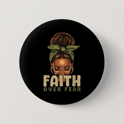 Faith Over Fear Christian Camo African American Af Button (Vorderseite)