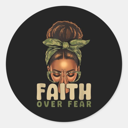 Faith Over Fear Christian Camo African American Af Runder Aufkleber (Vorderseite)