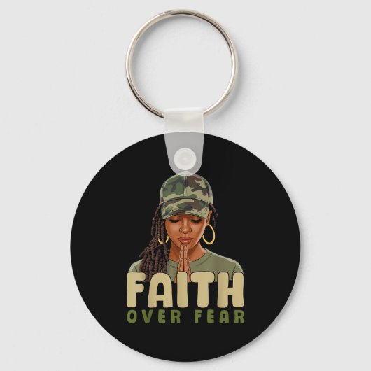 Faith Over Fear Christian Camo African American Af Schlüsselanhänger (Vorderseite)