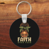 Faith Over Fear Christian Camo African American Af Schlüsselanhänger (Vorderseite)