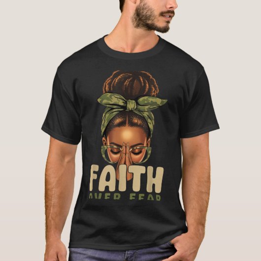 Faith Over Fear Christian Camo African American Af T-Shirt (Vorderseite)