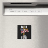 Faith Over Fear Christian Cross American Flag Tee  Magnet (In Situ (Geschirrspüler))