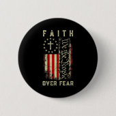 Faith Over Fear Christian Cross Usa American Flag Button (Vorderseite)