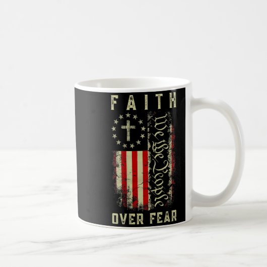 Faith Over Fear Christian Cross Usa American Flag Kaffeetasse (Rechts)