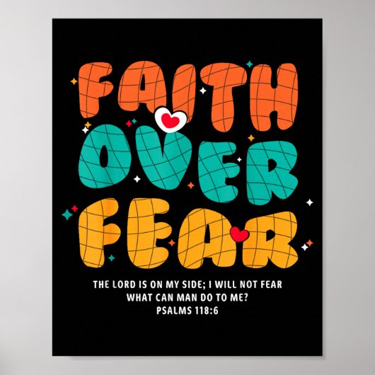 Faith Over Fear Christian Religious Groovy Men Wom Poster (Vorne)