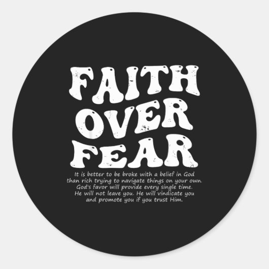 Faith Over Fear Christian Runder Aufkleber (Vorderseite)