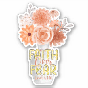 Faith Over Fear Christliche Bibel Pfirsich Blumen Aufkleber