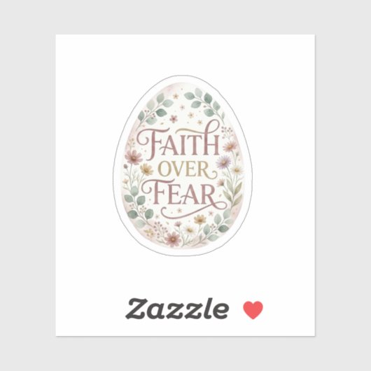 Faith Over Fear Floral Easter Egg Religious  Aufkleber (Blatt)