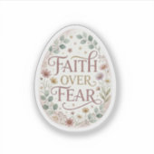 Faith Over Fear Floral Easter Egg Religious  Aufkleber (Vorderseite)