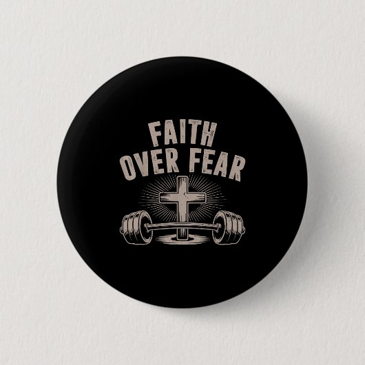 Faith Over Fear Funny Christian Workout Gym Jesus  Button (Vorderseite)
