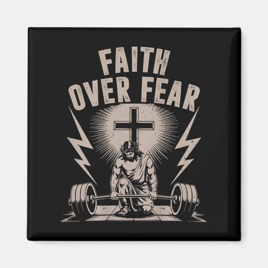 Faith Over Fear Funny Christian Workout Gym Jesus Magnet (Vorne)