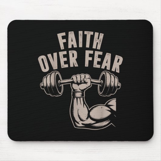 Faith Over Fear Funny Christian Workout Gym Jesus  Mousepad (Vorne)
