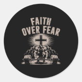 Faith Over Fear Funny Christian Workout Gym Jesus Runder Aufkleber (Vorderseite)