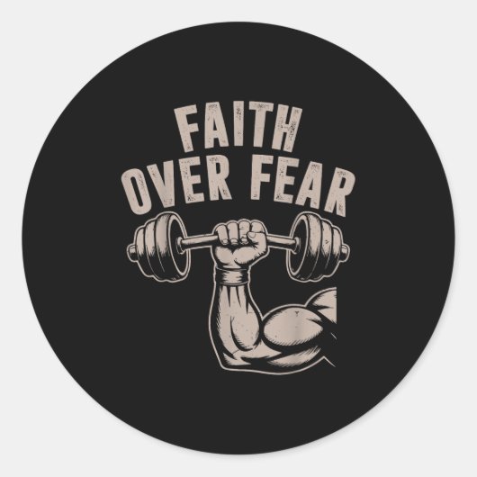 Faith Over Fear Funny Christian Workout Gym Jesus Runder Aufkleber (Vorderseite)
