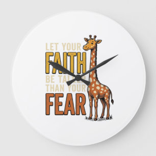 Faith Over Fear Giraffe Vintage Christliches T-Shi Große Wanduhr