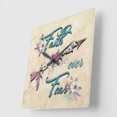 Faith Over Fear Square Wall Clock Quadratische Wanduhr (Winkel)
