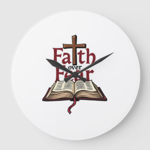Faith Over Fear Vintage Jesus Faith T-Shirt (1) Große Wanduhr