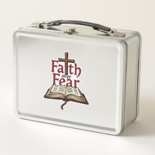Faith Over Fear Vintage Jesus Faith T-Shirt (1) Metall Brotdose