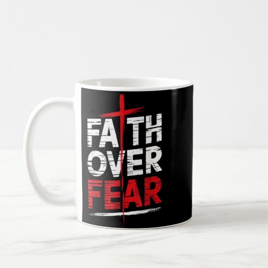 Faith Over Fear With Cross Christian Men Kaffeetasse (Links)