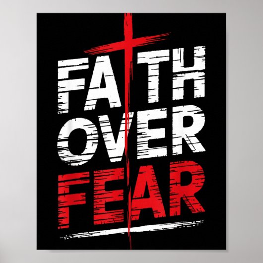 Faith Over Fear With Cross Christian Men Poster (Vorne)
