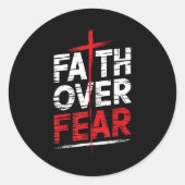 Faith Over Fear With Cross Christian Men  Runder Aufkleber (Vorderseite)