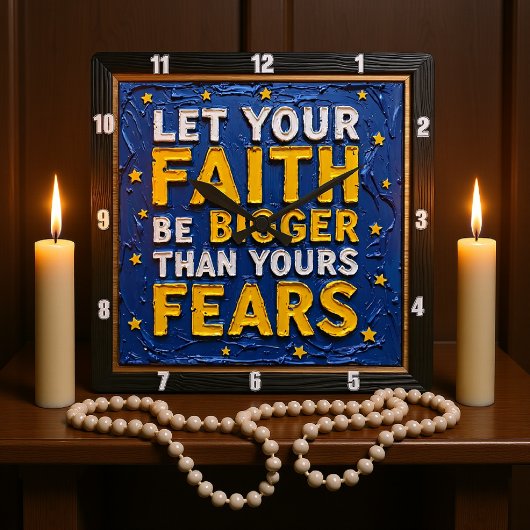 Faith Over Fears Textured Art Quadratische Wanduhr