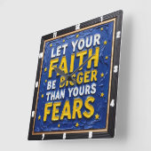 Faith Over Fears Textured Art Quadratische Wanduhr (Winkel)