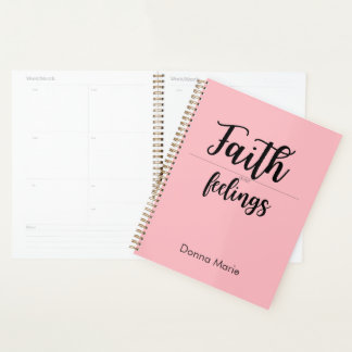 Faith Over Feelings Pink Planner for Women Planer