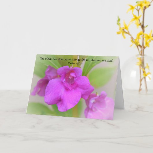 Faith Pink Blume Bible Verse Denken Sie an Ihre Ka Karte (Gelbe Blume)