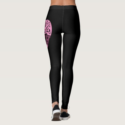 Faith Pink Heart Breast Cancer Awareness Leggings (Rückseite)
