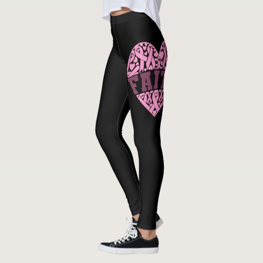 Faith Pink Heart Breast Cancer Awareness Leggings (Links)