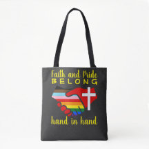Faith Priong Hand in Hand Rainbow Flag Cross