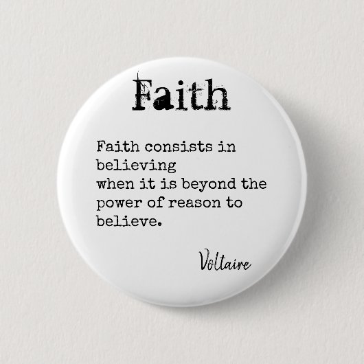 FAITH QUOTE gibt Schreibmaschinenschrift-Schriftar Button (Vorderseite)