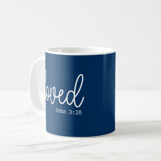 Faith Quote minimalistisch für die blaue Liebe Kaffeetasse (Vorderseite Links)