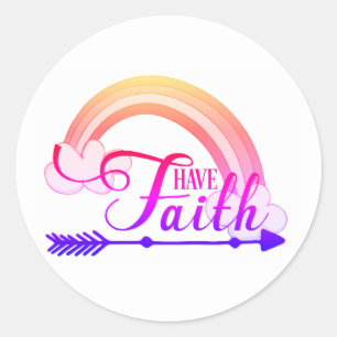 Faith Rainbow Runder Aufkleber